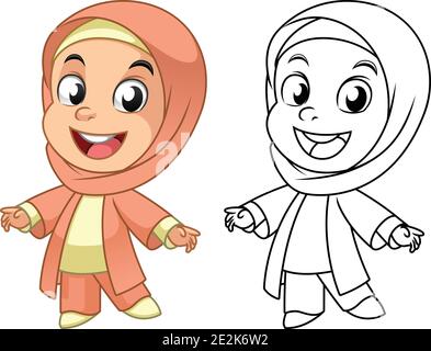 Muslim Kids With Mosque Background Illustration Stock Vector Image Art Alamy