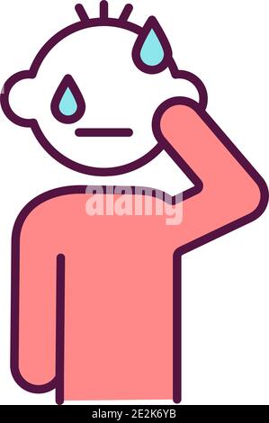 Unhappy kid RGB color icon Stock Vector