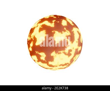 hot alien planet with volcanic activity, isolated on white, 3d render Stock Photo