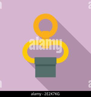 Industrial climber belt ring icon, flat style Stock Vector