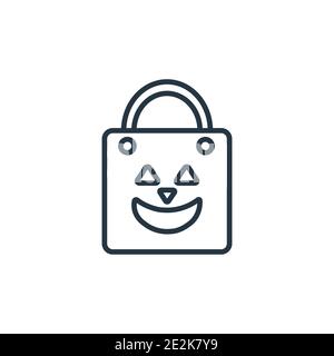 Halloween bag outline vector icon. Thin line black halloween bag icon, flat vector simple element illustration from editable halloween concept isolate Stock Vector