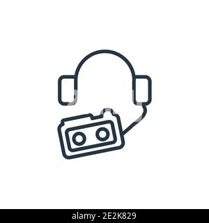 Walkman outline vector icon. Thin line black walkman icon, flat vector simple element illustration from editable entertainment concept isolated on whi Stock Vector