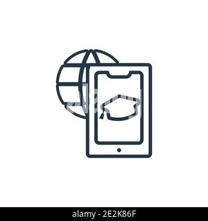Distance learning outline vector icon. Thin line black distance learning icon, flat vector simple element illustration from editable general concept i Stock Vector