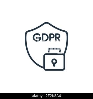 Protection outline vector icon. Thin line black protection icon, flat vector simple element illustration from editable gdpr concept isolated stroke on Stock Vector