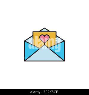Open message lineal color icon with heart. love message icon. simple design editable. Design template vector Stock Vector