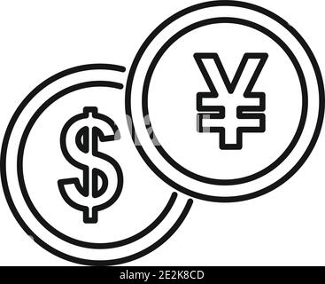 Gold coin trade war icon, outline style Stock Vector