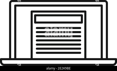Realtor laptop icon, outline style Stock Vector