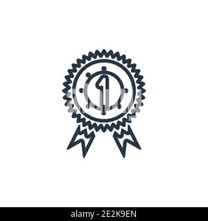 Number one medal outline vector icon. Thin line black number one medal icon, flat vector simple element illustration from editable general concept iso Stock Vector