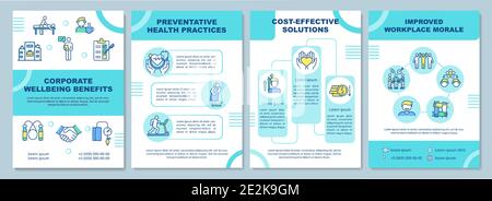 Corporate wellbeing benefits brochure template Stock Vector