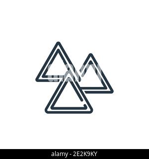 Triple triangle outline vector icon. Thin line black triple triangle icon, flat vector simple element illustration from editable geometry concept isol Stock Vector