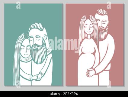 Silhouette happy couple expecting baby thinking life with child Stock ...