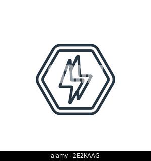 Lightning bolt polygonal outline vector icon. Thin line black lightning bolt polygonal icon, flat vector simple element illustration from editable geo Stock Vector