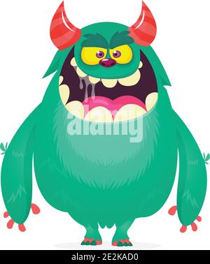 Cool Cartoon Monster With Horns And Big Mouth. Vector Red Monster  Illustration. Halloween Character Design Royalty Free SVG, Cliparts,  Vectors, and Stock Illustration. Image 104064155.