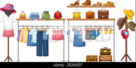 Isolated clothes on the rack display illustration Stock Vector