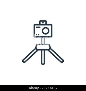 Camera stand outline vector icon. Thin line black camera stand icon, flat vector simple element illustration from editable electronic stuff fill conce Stock Vector