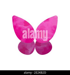 Butterfly with watercolor texture. Abstract pink butterfly, element, logo for beauty salon Stock Vector