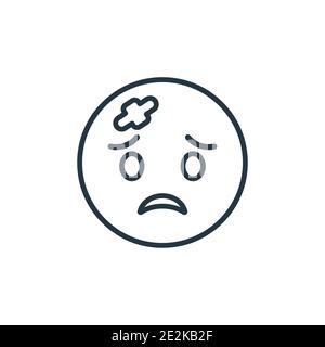Injured emoji outline vector icon. Thin line black injured emoji icon, flat vector simple element illustration from editable emoji concept isolated on Stock Vector