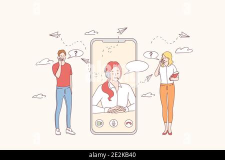 Customer support and online support call center concept Stock Vector