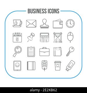 Universal Business Outline Icons For Web and Mobile. Vector illustrations for your design, site, web page, presentation, brochure,flyers Stock Vector