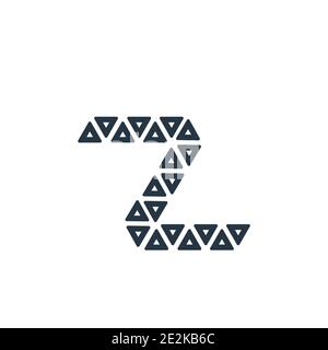 Polygonal letter z of small triangles outline vector icon. Thin line black polygonal letter z of small triangles icon, flat vector simple element illu Stock Vector