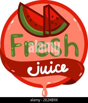 Colorful fresh watermelon juice emblem, vector illustration for your design. Stock Vector