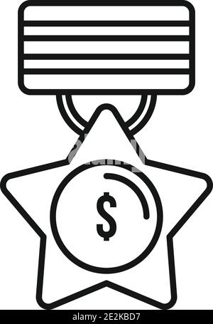 Trade war medal icon, outline style Stock Vector