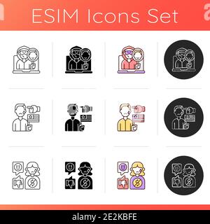 Cyberharassment icons set Stock Vector