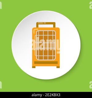 Bird travel carrier icon in flat style for parrot, canary or other bird in cage. Colorful pet transport cage symbol on round button. Stock Vector