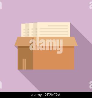 Box documents estimator icon, flat style Stock Vector