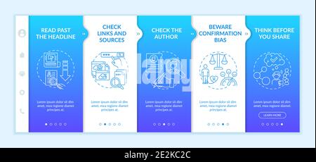 Misleading information checking tips onboarding vector template Stock Vector