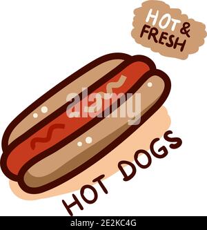 Set of badge, label, logo, icons design templates for american hotdog. Stock Vector