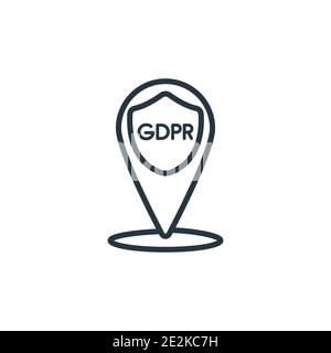 Address outline vector icon. Thin line black address icon, flat vector simple element illustration from editable gdpr concept isolated stroke on white Stock Vector