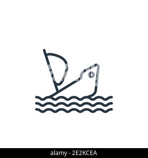 Shipwreck thin line icon, marine concept, Sinking ship sign on white ...