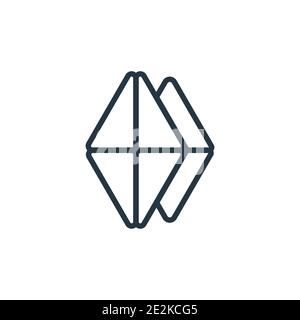 Polygonal rhomb outline vector icon. Thin line black polygonal rhomb icon, flat vector simple element illustration from editable geometry concept isol Stock Vector