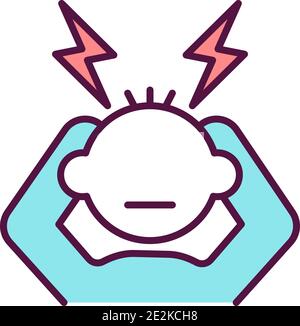 Stressed child RGB color icon Stock Vector
