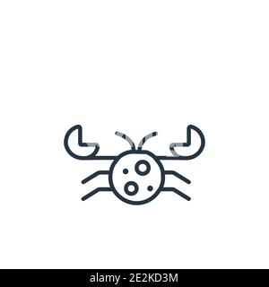 Black line crab icon, single vector monochrome nautical illustration ...