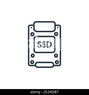 Ssd outline vector icon. Thin line black ssd icon, flat vector simple element illustration from editable electronic devices concept isolated on white Stock Vector