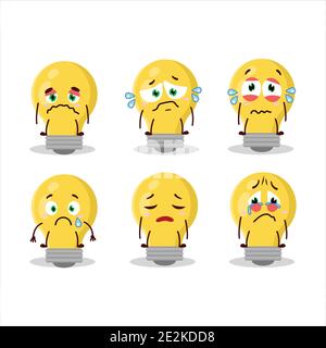 Bulb lamp cartoon character with sad expression. Vector illustration Stock Vector