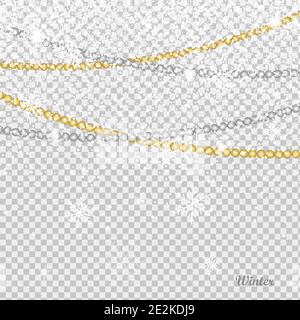 Christmas. Shining beautiful snow on isolated background. Snowflakes, beads Christmas Stock Vector