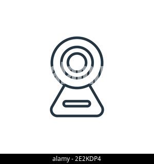 Webcam outline vector icon. Thin line black webcam icon, flat vector simple element illustration from editable electronic devices concept isolated on Stock Vector