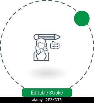 copywriter vector icon editable stroke outline icons for web and mobile Stock Vector