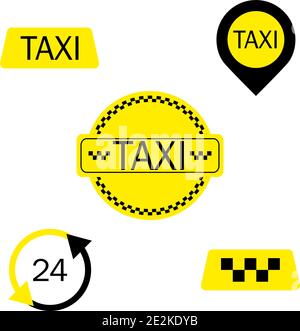 Set of different taxi signs. Vector, eps10 Stock Vector