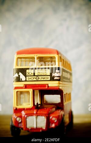 retro toy double decker London bus Stock Photo