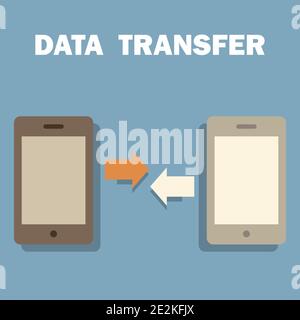 Two smart phone while transfer data, illustration,vector Stock Vector