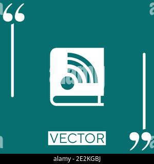 e book with rss sign vector icon Linear icon. Editable stroked line Stock Vector