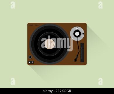 Vinyl player with music plate in flat design. Eps10 Stock Vector