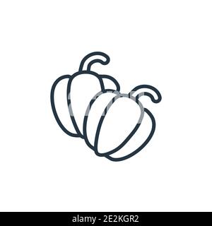 Bell pepper outline vector icon. Thin line black bell pepper icon, flat vector simple element illustration from editable fruits concept isolated strok Stock Vector