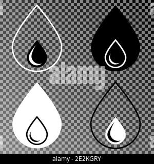Vector water drop icons set on isolated background Stock Vector