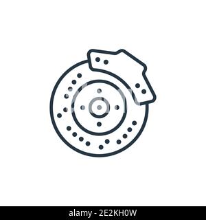 Disk brake outline vector icon. Thin line black disk brake icon, flat vector simple element illustration from editable general concept isolated stroke Stock Vector