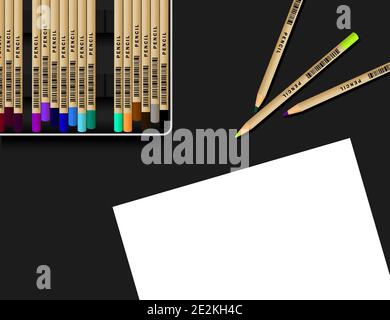 https://l450v.alamy.com/450v/2e2kh4c/pencil-case-with-pencils-and-sheet-of-paper-on-a-black-background-2e2kh4c.jpg